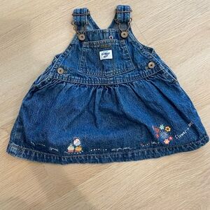 Vintage Osh Kosh b’gosh girls embroidered denim jumper 0/3 month